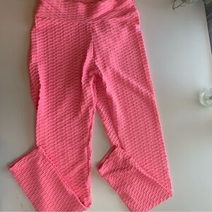 Women's Pink Textured Leggings